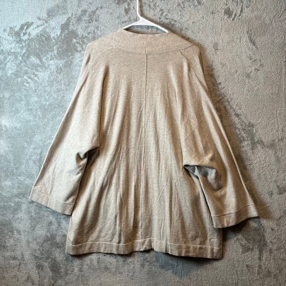 Chicos Cotton Cashmere Blend Cardigan Color Cream Tan Women’s S/M Comfort New - Picture 3 of 5